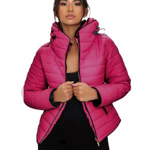 Chaqueta acolchada de moda de invierno 2024 para mujer, chaqueta cortavientos con cuello levantado de alta calidad, chaqueta estampada de diseño personalizado con botones - Product Image 1