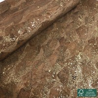 Tissu en liège brun supérieur avec des reflets dorés, grain de bois de liège naturel, simili cuir vegan PU, feuille de tissu pour vêtements