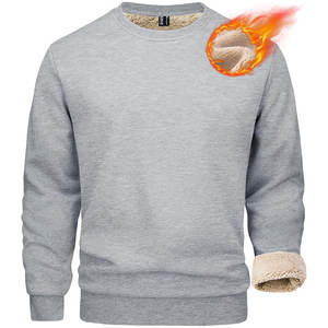 Private Label Customizable Crewneck Sweatshirt 250 GSM Cotton <b>Long</b> <b>Sleeve</b> Slim-Fit Sherpa Lining Embroidered Design for Winter - Product Image 4