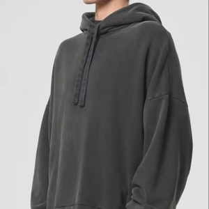 Algodón logotipo personalizado impreso en blanco hombres peso pesado gota hombro Sudadera con capucha Color sólido 400gms pesado lavado Sudadera con capucha hombres sueltos - Product Image 1