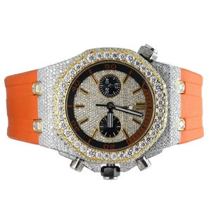 Reloj de Lujo para Hombre con Moissanita, Personalizado, Resistente al Agua, de Cuarzo, con Calendario, Correa de Cuero y Diamantes, al por Mayor - Product Image 4