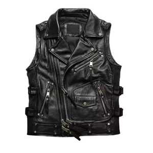 Gilet en cuir coupe-vent tendance pour homme, style urbain, fermeture boutonnée, personnalisable, emballage prêt à la vente - Product Image 4