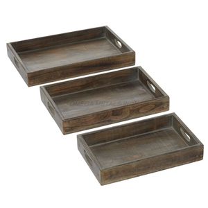 Bandeja de madera de la mejor calidad en color caoba rico rectangular con un diseño elegante y un acabado suave perfecto para servir a los invitados - Product Image 1