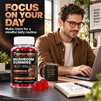 Complément alimentaire en gommes aux champignons 10 en 1 OEM, saveur framboise naturelle, 90 unités