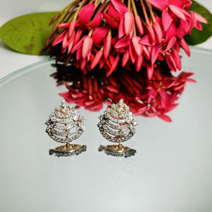 Elegante pendiente de gota radiante de oro rosa de 14 quilates natural H I pendientes de diamantes redondos de corte brillante SI3 I1 proveedor mayorista - Product Image 1