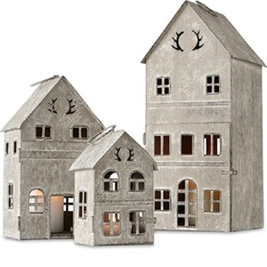 Ensemble de 3 lanternes en métal galvanisé personnalisées pour la rue principale, porte-bougie pour la décoration de Noël - Product Image 1