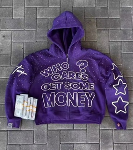 เสื้อมีฮู้ดผ้าฟรนซ์มีซิปรูดรูดซิปมีฮู้ดสำหรับผู้ชายผ้าฝ้ายเทอร์รี่พิมพ์ลายกราฟิก2025 - Product Image 3