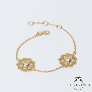 NOVAMART Fine Silverings 925 Sterling <b>Silver</b> Gold and Flower Fairy Design Fashion <b>Charm</b> <b>Bracelet</b> Wholesale Export - Product Image 5