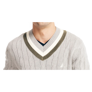 เสื้อสเวตเตอร์ถักแขนยาวผ้าฝ้ายระบายอากาศดีลำลองเสื้อกันหนาวคริกเก็ตคอ100% - Product Image 2