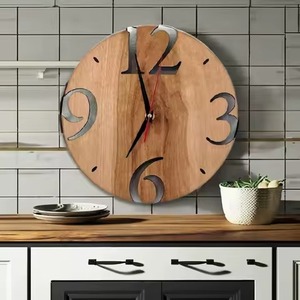 Horloge murale en bois minimaliste moderne Design élégant pour intérieurs contemporains pour salon Cadeau pour la maison - Product Image 3