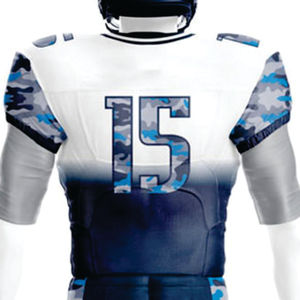 Ensemble d'uniformes de football américain pour hommes personnalisés de la marine blanche Pantalon en jersey sergé durable pour l'entraînement Short respirant le jour du match - Product Image 3