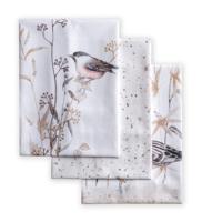 Ensemble de torchons de cuisine en coton avec imprimé oiseaux et fleurs, rectangulaires, écologiques, lavables en machine