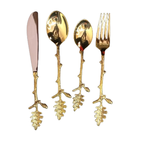 High Quality Stainless Steel Cutlery Set with Gold Plated Metal Handle High Selling for Weddings <b>Soup</b> <b>Spoon</b> Fork Butter Knife - Product Image 6