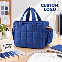 Sac fourre-tout personnalisé en tissu matelassé avec poches latérales, réutilisable pour les courses quotidiennes et les voyages