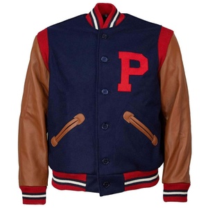 แจ็คเก็ตเบสบอลวาร์ซิตี้ขนสัตว์คลาสสิกขายส่ง แขนหนัง แจ็คเก็ตบอมเบอร์เบสบอลแบบกำหนดเองสำหรับทีม แจ็คเก็ตวิทยาลัย - Product Image 1