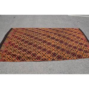 พรมขนแกะตุรกีแบบวินเทจแบบดั้งเดิมกองยางขนาดกลางทรงสี่เหลี่ยมขนาดกลาง4.7ft x 9.2ft สี่เหลี่ยมเป็นมิตรต่อสิ่งแวดล้อม - Product Image 3