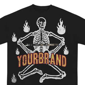 Poids lourd 260 Gsm 100% coton graphique sérigraphie Dtg impression Vintage hommes chemise hommes t-shirt - Product Image 4