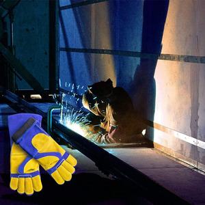 Guantes de seguridad de piel de vaca de palma completa con logotipo personalizado, guantes de barbacoa resistentes a la abrasión ignífugos - Product Image 2