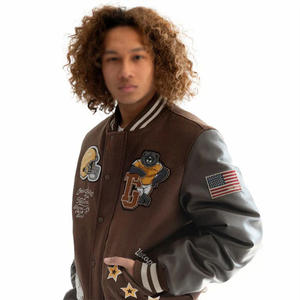 Unisex <b>Vintage</b> Casual Baseball Uniform Jacket <b>Stand</b> Men's Letter Embroidered Varsity <b>Coat</b> Streetwear Customized Color Reversible - Product Image 2