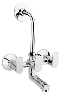 Grifo mezclador de pared 2 en 1 Tikton, duradero, con banda en L, cromado, para agua fría y caliente, sistema de ducha para lavabo de baño - Product Image 2