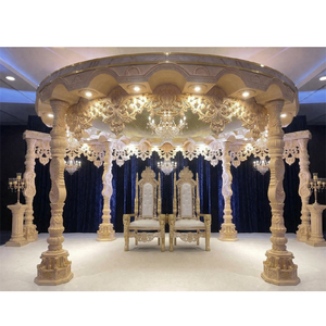 Mandaps de Madera Tallada para Bodas Gujarati de Lujo, Diseños de Estilo Maharaja Real, Mandap de Boda de Calidad de Exportación, Decoración Floral, EE. UU. - Product Image 1