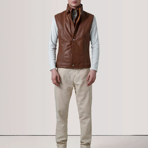 Gilet de motard en cuir respirant et élégant, nouveau design, vente en gros, gilet de moto pour hommes, vente chaude, gilet en cuir de bonne qualité - Product Image 2