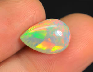 Belle pierre précieuse de cabochon d'opale éthiopienne-Gemmes d'opale en forme de poire-Play Of Fire Pierre naturelle en vrac lisse pour la fabrication de bijoux - Product Image 3