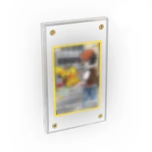 Pokemon Yugioh Magic Uk 1 Kaartframe Plexiglas Lucite Vitrine Stand Acryl Beschermer Bevestigd Door Gouden Schroeven