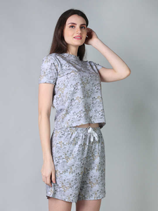 Ensemble haut et bas de qualité supérieure, doux, élégant, confortable et tendance Ensemble de cordons à col rond et à manches courtes pour femmes - Product Image 4