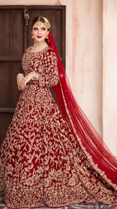 BEAUTIFUL HEAVY BRIDAL <b>BLOUSE</b>, LEHENGA & DUPATTA DRESS WITH Embellished in Crystal Glass Beads,STONE,DABKA Work for Wedding=2024 - Product Image 2