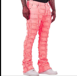 <b>Raw</b> Hem <b>Black</b> Men Stacked Flare Skinny Jeans Men's Stacked Jeans Made in Pakistan - Product Image 5