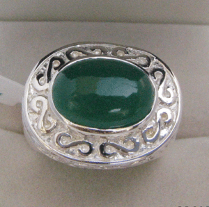 Women's Natural Green Onyx <b>Ring</b> in <b>925</b> Sterling <b>Silver</b> Turquoise Bezel Set Everyday Wear with Pear Cut Diamond Shape Shah Gems - Product Image 1