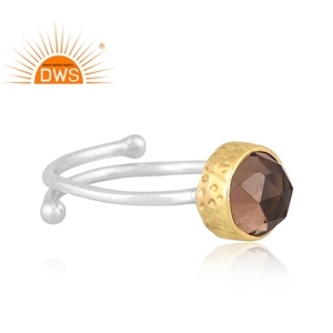 Anillo apilable de piedras preciosas de cuarzo ahumado Natural de plata de ley fina de última tendencia, joyería personalizada para mujer, regalo para ella - Product Image 2
