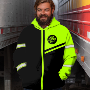 Ropa DE TRABAJO Sudaderas con capucha personalizadas Hi Vis Security Ropa DE TRABAJO Protección Logotipo personalizado Hi Vis Sudadera con capucha reflectante para hombres - Product Image 3