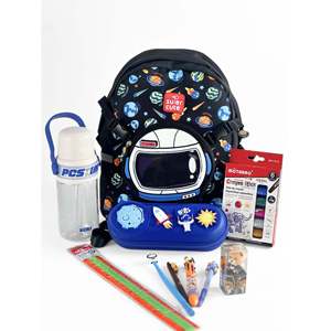 Tykle Space BTS Combo 2-in-1 Children's Daily Backpack with Pencil Case and <b>Stationery</b> <b>Set</b> Including Crayon Sticks - Product Image 1