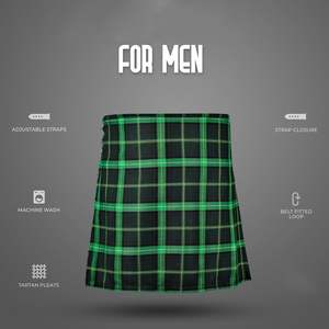 Kilts pour hommes en motif tartan irlandais, mélange acrylique et laine 16oz, boucles en cuir véritable inoxydables, anti-plis 2026 - Product Image 2