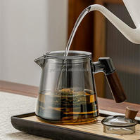 Théière en verre borosilicate résistante à la chaleur pour cuisinière, bouilloire à thé en verre avec infuseur pour thé en vrac, pot à thé pour faire bouillir l'eau