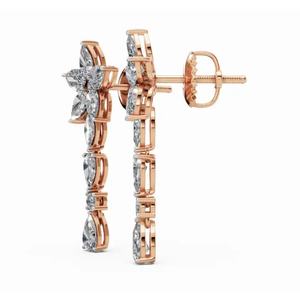 Pendientes de Diseño Selene Cosmic Flora de Oro de 9 Quilates de Primera Calidad, Corte Marquesa y Pera, Joyería Cultivada en Laboratorio, Proveedor Mayorista B2B para Exportación - Product Image 2