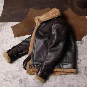Chaqueta de Piloto de Cuero de Oveja Delgada, Talla Grande, Personalizada OEM, con Logotipo Frontal, Ecológica, Resistente al Viento, para Hombre, Invierno, Modelo B3 - Product Image 4
