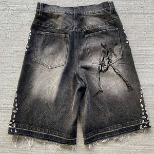 Short en jean vintage délavé avec strass pour hommes fabriqué au Pakistan meilleur design personnalisé - Product Image 4