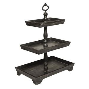 Plateau de service en bois durable à 3 niveaux grand support à plusieurs niveaux pour comptoir de cuisine ferme décor de vacances présentoir à cupcakes détachable - Product Image 1