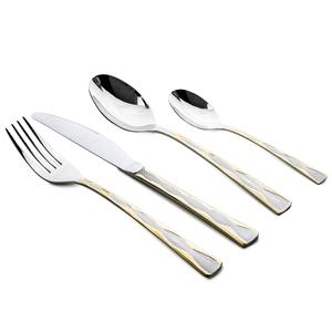 Classic Stainless Steel Cutlery Set <b>Gold</b> Designer Handle Smooth Handle Flatware Set For Kitchen - Product Image 2