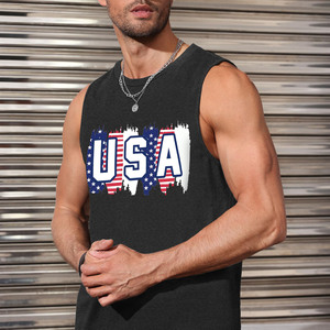 100% poliéster personalizado liso peso pesado transpirable camiseta sin mangas de lujo personalizado estampado antiarrugas logo cuello redondo en blanco Top Oversize hombres - Product Image 3