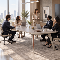 Table de conférence rectangulaire moderne, élégante, avec finition en bois de qualité supérieure pour salle de réunion professionnelle