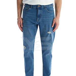 กางเกงยีนส์แฟชั่นผู้ชายคุณภาพสูงผ้าเดนิมซักแบบเรียบง่ายเอวกลางสำหรับทุกฤดูกาล - Product Image 6