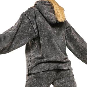 Survêtement deux pièces pour femmes, survêtement taille haute, survêtement à la mode, délavé à l'acide, nouvel arrivage - Product Image 5