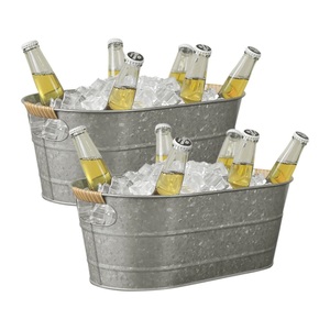 Custom Gold Strip Galvanized Metal Two Compartment Tub for Steel <b>Drink</b> Tub Cooler <b>Ice</b> <b>Bucket</b> for Hosting Parties <b>Drink</b> <b>Bucket</b> - Product Image 6