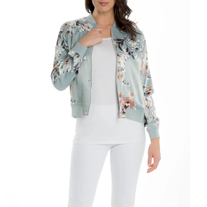 Blouson d'aviateur respirant pour femmes imprimé de conception personnalisée col montant fermeture à glissière avant sublimé en satin blouson d'aviateur prix bon marché - Product Image 4