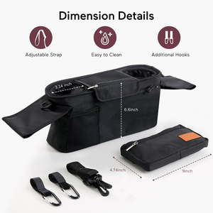 Bolsa organizadora universal <span class=keywords><strong>para</strong></span> cochecito con portavasos aislado-Bolsa con cremallera desmontable - Product Image 4