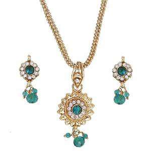 Kriaa <b>Fine</b> <b>Jewelry</b> <b>Set</b> 1201803 Blue Austrian Stone Pendant with Gold Plating - Product Image 1